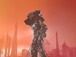 C4D x-particles科幻样条城市与碎片人物创意工程 HEAVY MIND - excl