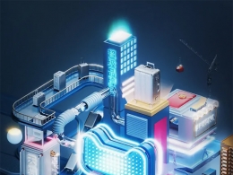 沉浸式未来城市天猫TMALL夜景电商活动C4D场景高精度3D建筑模型Redshift渲染工程资源包下载