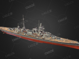 德国海军希佩尔海军上将号巡洋舰C4D模型下载Admiral Hipper 3d model