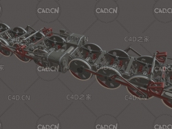 C4D火车轮子机械模型