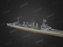 美国海军奥马哈级轻型巡洋舰C4D模型下载Omaha 3d model