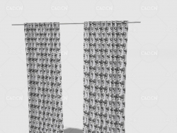 C4D简约花纹图案客厅窗帘卧室窗帘室内窗帘模型 Curtain 3D Model-17