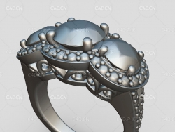 镶三颗大钻石的女性钻戒C4D模型 Avalon Jones