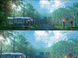 高精度C4D Octane渲染火车穿越公路铁路场景模型含贴图材质全元素写实还原工程源文件免费下载