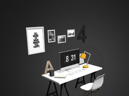 时尚办公桌C4D模型 Office Set