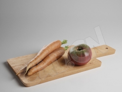 C4D菜板上的胡萝卜西红柿蔬菜模型 Carrots