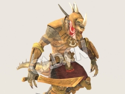 C4D魔兽动物蜥蜴战士模型（包含骨骼绑定未包含动画) LizardM_I01_SK_BC 3D Model