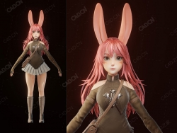 背书包的短裙兔女郎女孩卡通人物角色模型Bunny Girl Done