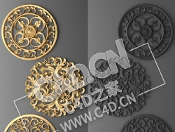 C4D欧式浮雕花构件装饰花件浮雕构件挂件套口雕花立体雕花外墙雕花模型_20