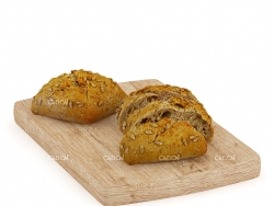实木菜板上的面包 Dark buns in wooden board