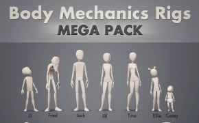 12种抽象卡通人物绑定3D模型 Gumroad - Body Mechanic Rigs Mega Pack 1.1