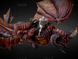 C4D飞龙魔龙坐骑模型
