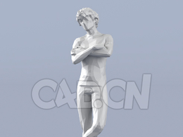 低面多边形卡通人物双手交叉抱胸站着的男孩模型