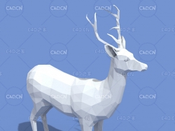 低面多边形鹿C4D模型 Deer