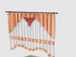 C4D女孩房间带窗幔的窗帘模型 Curtain 3D Model-11