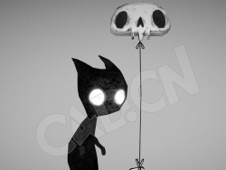 C4D低面骷髅恶魔男孩模型