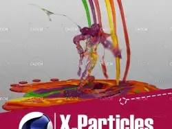 C4D X-Particles液体浇筑跳舞人物动画工程xpFluids Dancing Slime Pour Mix RS V1