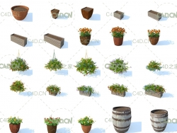 100组景观装饰花卉 花盆 树木C4D模型合集vrayc4d – HD Flowers vol.3 for Cinema4D