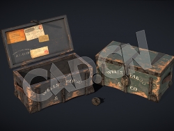 C4D破损的旧木箱模型 Wooden case