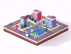 低面卡通城市C4D模型下载 Cartoon Lowpoly Small City