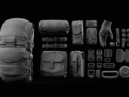 士兵背包装备3D模型 Cubebrush – Unloading Soldiers Bashkit
