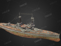 英国皇家海军大舰队柏勒洛丰号战列舰C4D模型下载Bellerophon 3d model