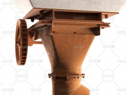 顶棚生锈排水管接头C4D Maxwell Render模型 Ceiling Rusty Pipe 3D model