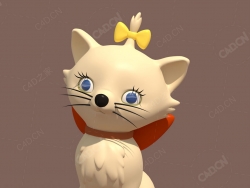 戴蝴蝶结的猫咪卡通动物模型cat c4d model