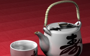 日本陶瓷福寿茶壶/茶杯C4D模型 ocha setto – tea sets