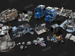 建筑垃圾堆模型Trash Pack V-01木棍汽车轮胎木板空调垃圾筒