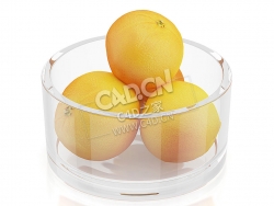 C4D玻璃碗里的橙子水果模型 Oranges in glass bowl