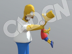 辛普森一家荷马掐巴特脖子卡通角色模型 homer vs bart