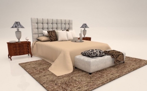 卧室双人床套装C4D模型 Double 3D model