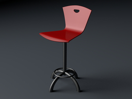红色吧椅C4D模型 chair 3d model
