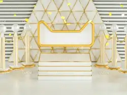 C4D金色天猫标志背景电商广告展台工程