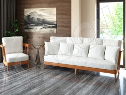 C4D新中式客厅实木布艺沙发模型 sofa 3d model