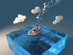 c4d卡通动画小船