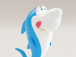 C4D Octane可爱的卡通鲨鱼模型 Cartoon shark