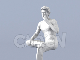 低面多边形卡通人物坐着翘二郎腿的男人模型