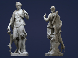卢浮宫博物馆戴安娜雕塑像C4D模型 diane-i-louvre-museum-low-definition