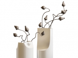 衬线造型花瓶（配干花）3D模型素材下载Serif Vase with Dried Flowers by Kristina Da