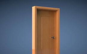 封闭单开实木门C4D模型 Door model 3D