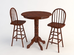 欧式铁艺桌椅 实木桌椅 茶桌C4D模型 Tables and chairs -023 3d model