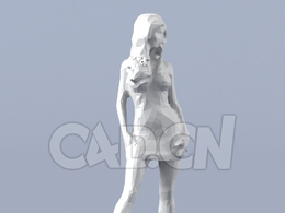 低面多边形卡通人物站立的女性模型