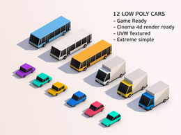 12辆低面多边形汽车模型 Low_Poly City Cars