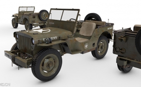 敞篷Jeep越野汽车C4D模型 Jeep off-road vehicle