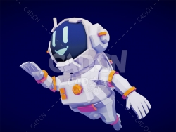 C4D飞向太空的卡通低聚宇航员人物模型下载