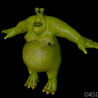 C4D模型：绿色怪物（带骨骼、带材质） Flabio