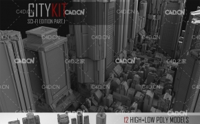 科幻城市建筑3D模型 ArtStation Marketplace – CityKit: Sci-Fi Edition Part 1