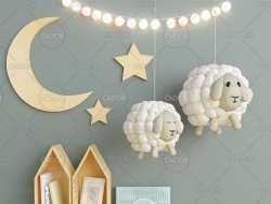 卡通儿童房间梦幻装饰C4D模型